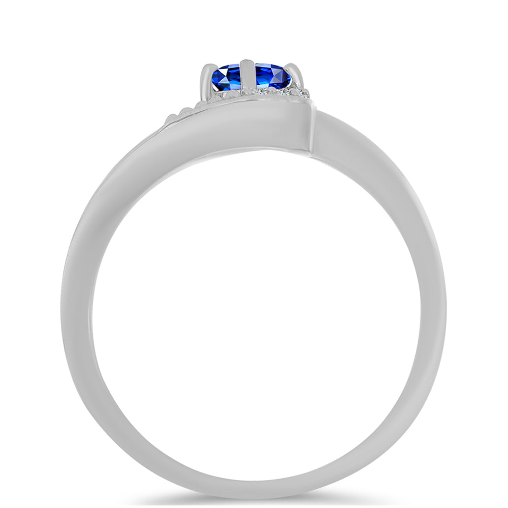 Anillo de Plata con Zafiro Azul Australiano y Topacio Blanco 2 