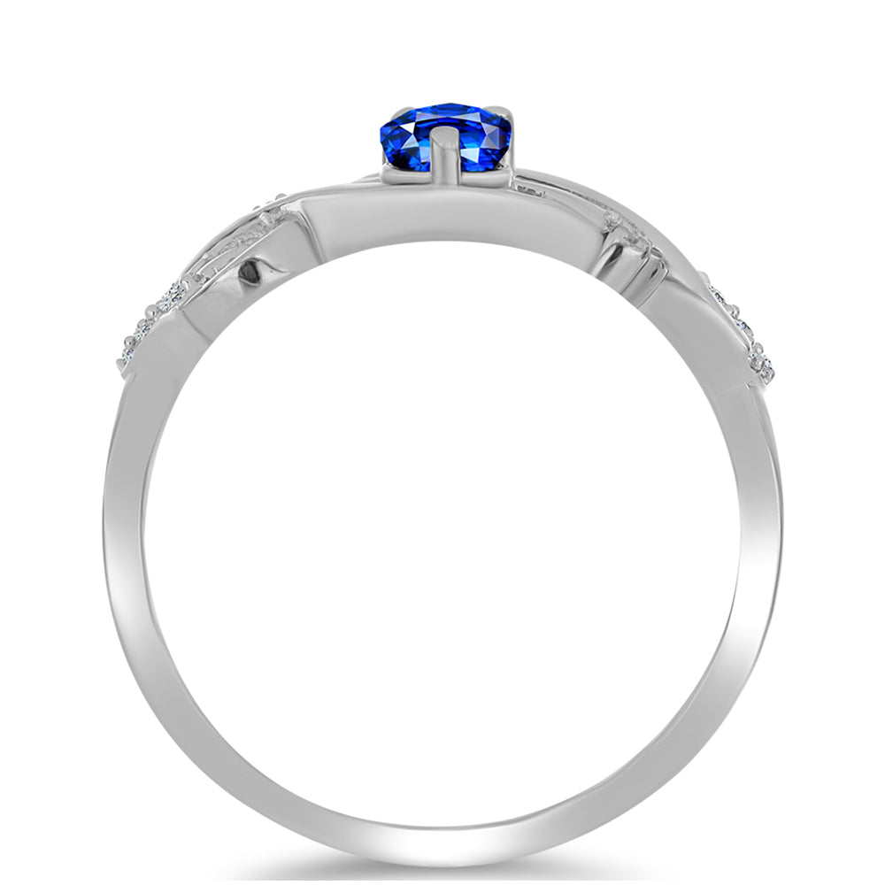 Anillo de Plata con Zafiro Azul Australiano y Topacio Blanco 2 