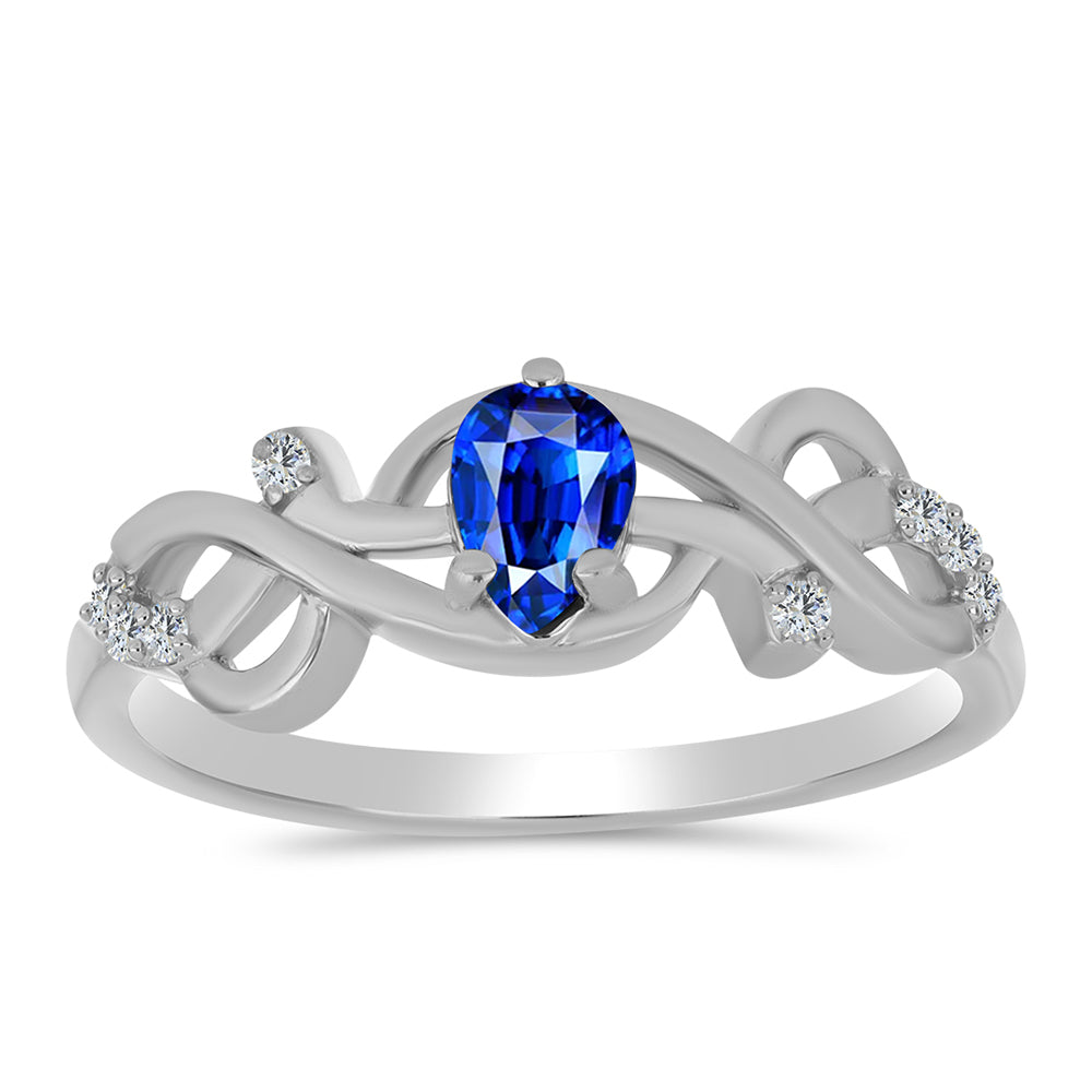 Anillo de Plata con Zafiro Azul Australiano y Topacio Blanco