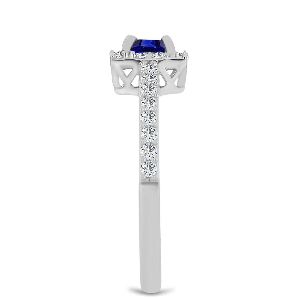 Anillo de Plata con Zafiro Azul Australiano y Topacio Blanco