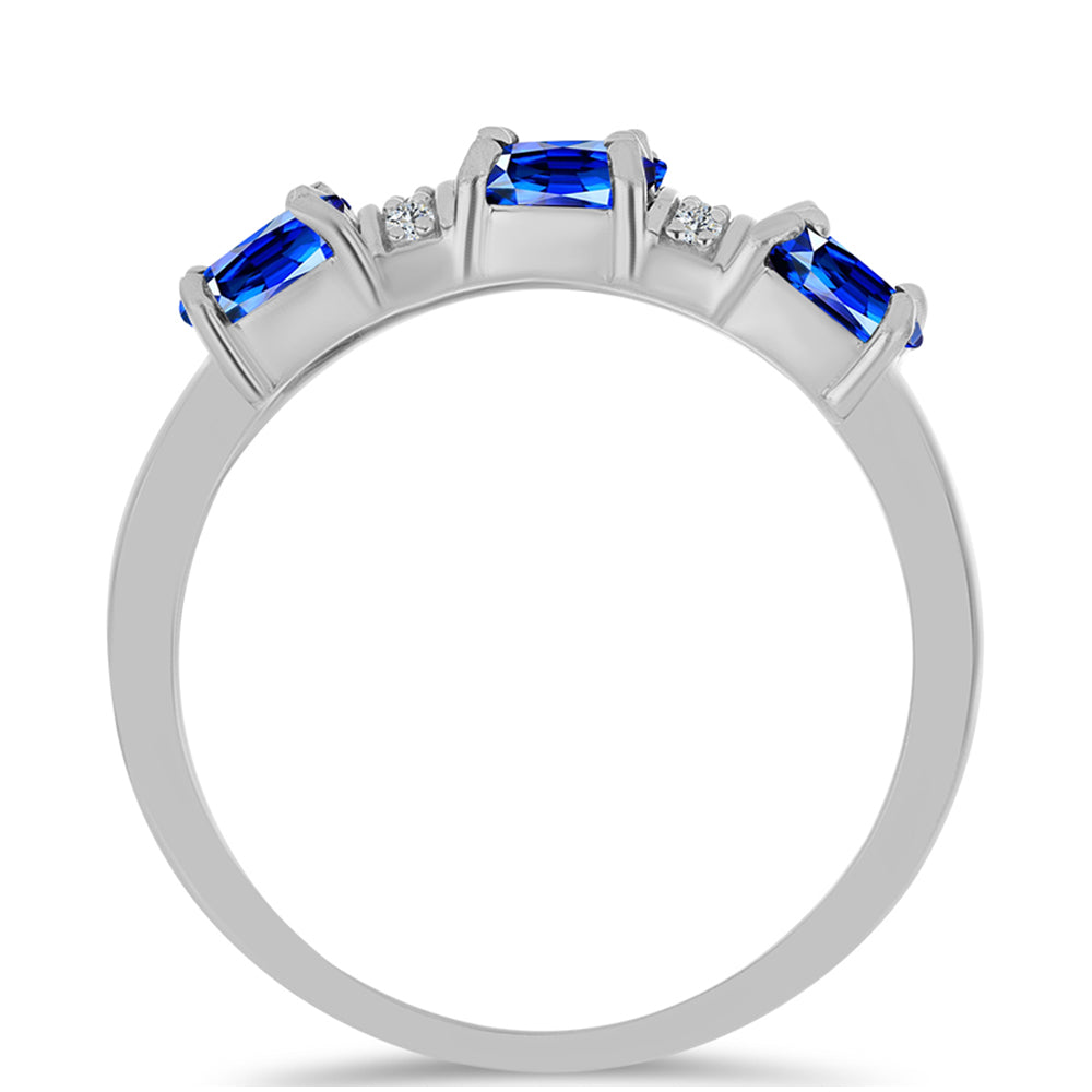 Anillo de Plata con Zafiro Azul Australiano y Topacio Blanco