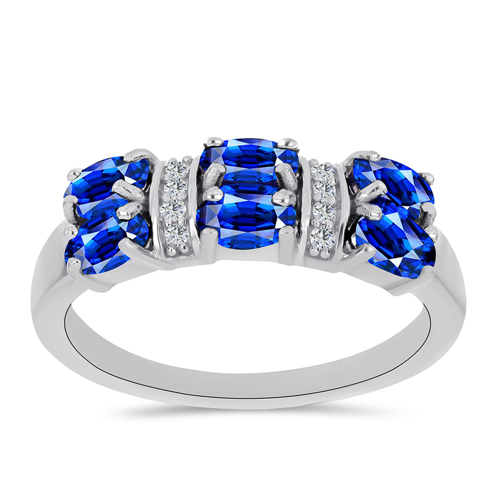 Anillo de Plata con Zafiro Azul Australiano y Topacio Blanco
