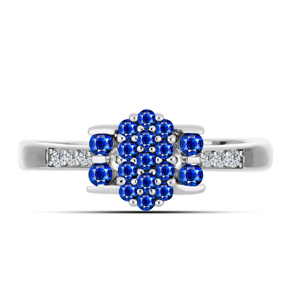 Anillo de Plata con Zafiro Azul Australiano y Topacio Blanco