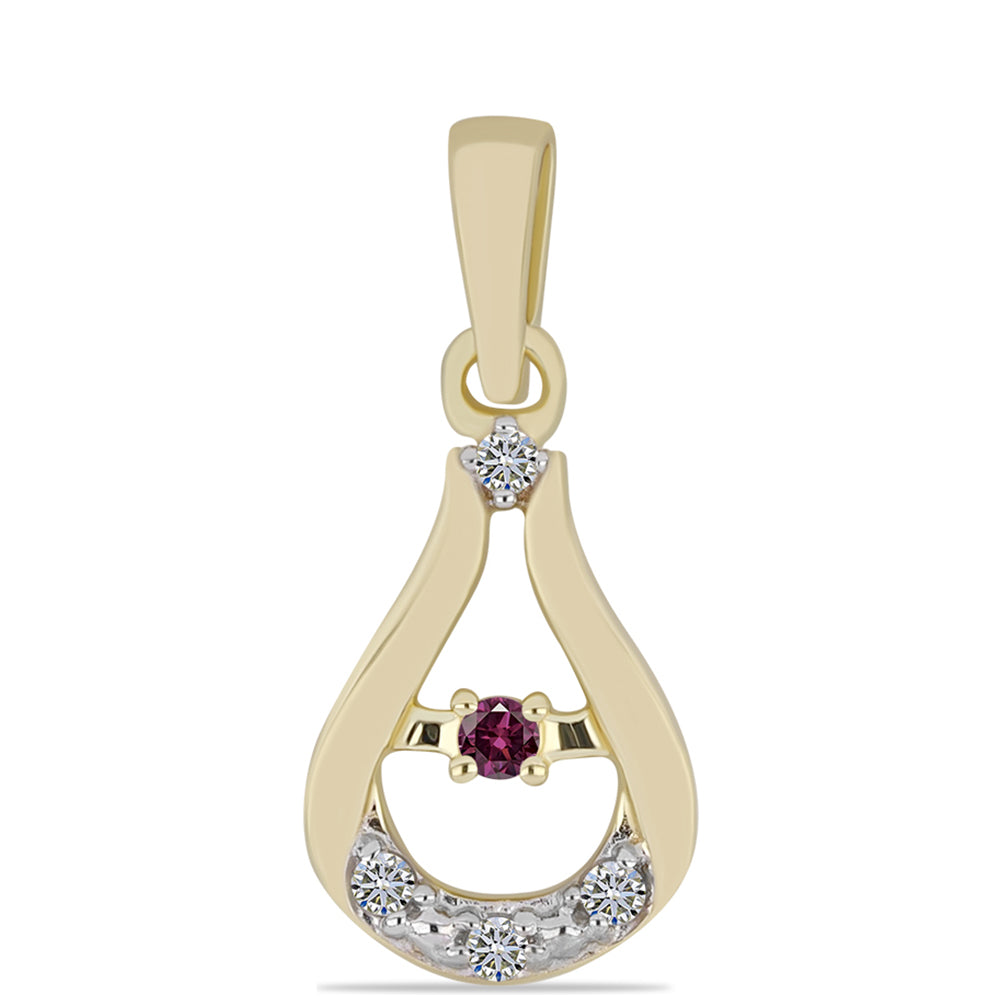 Colgante de Plata Bañada en Oro con Diamante Púrpura y Diamante blanco 1 