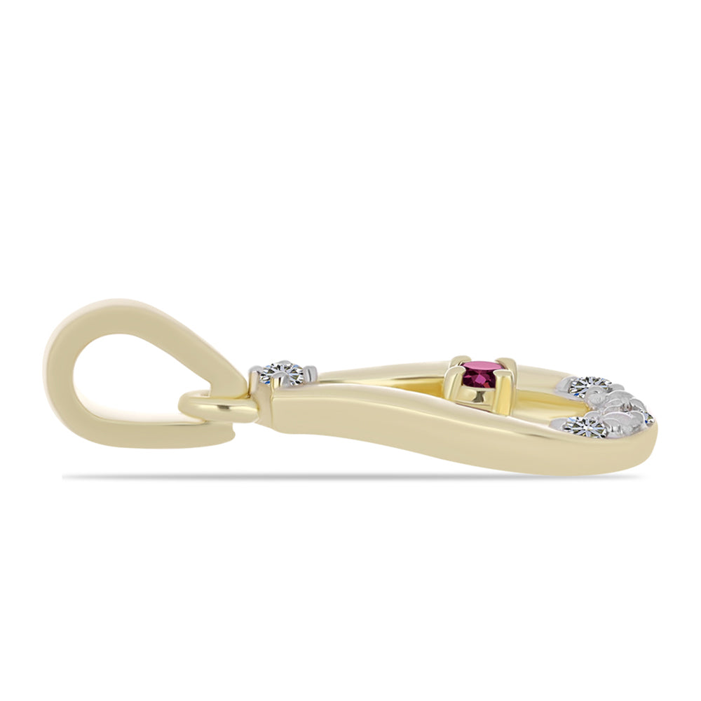 Colgante de Plata Bañada en Oro con Diamante Púrpura y Diamante blanco 2 
