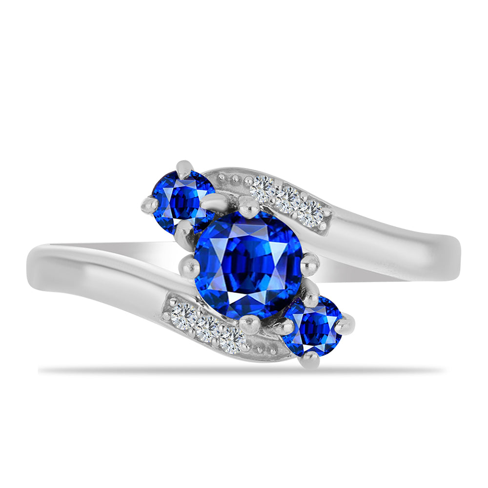 Anillo de Plata con Zafiro Azul Australiano y Topacio Blanco