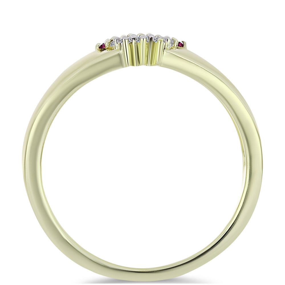Anillo de Plata Bañada en Oro con Diamante Púrpura y Diamante blanco