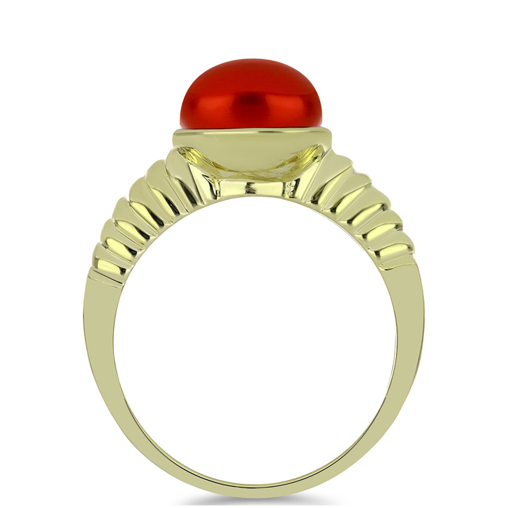 Anillo de Plata Bañada en Oro con Perla roja de río
