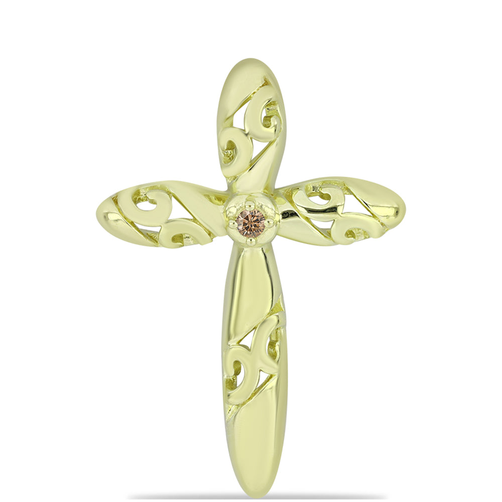 Colgante de Plata Bañada en Oro con Diamante Champagne