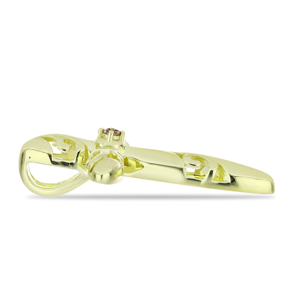 Colgante de Plata Bañada en Oro con Diamante Champagne 2 