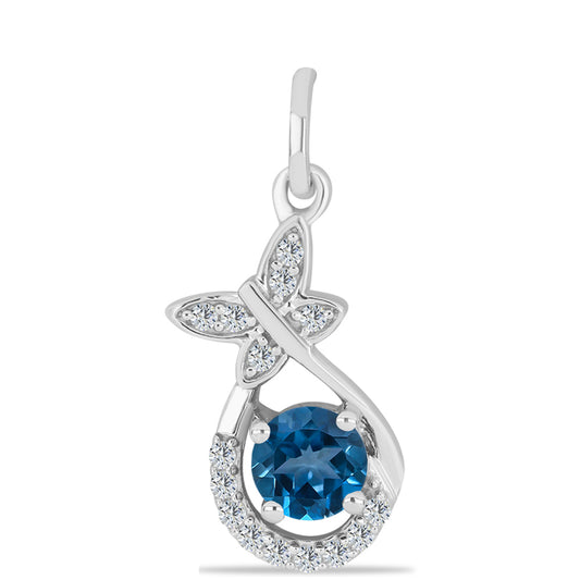 Colgante de Plata con Topacio Azul Londres y Topacio Blanco