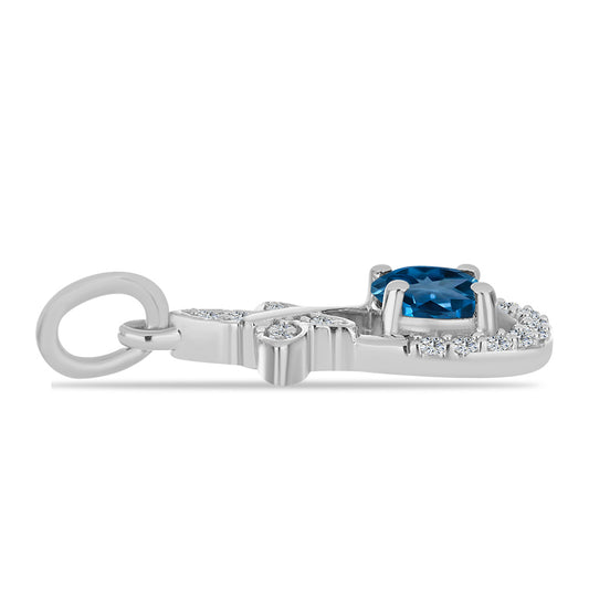Colgante de Plata con Topacio Azul Londres y Topacio Blanco