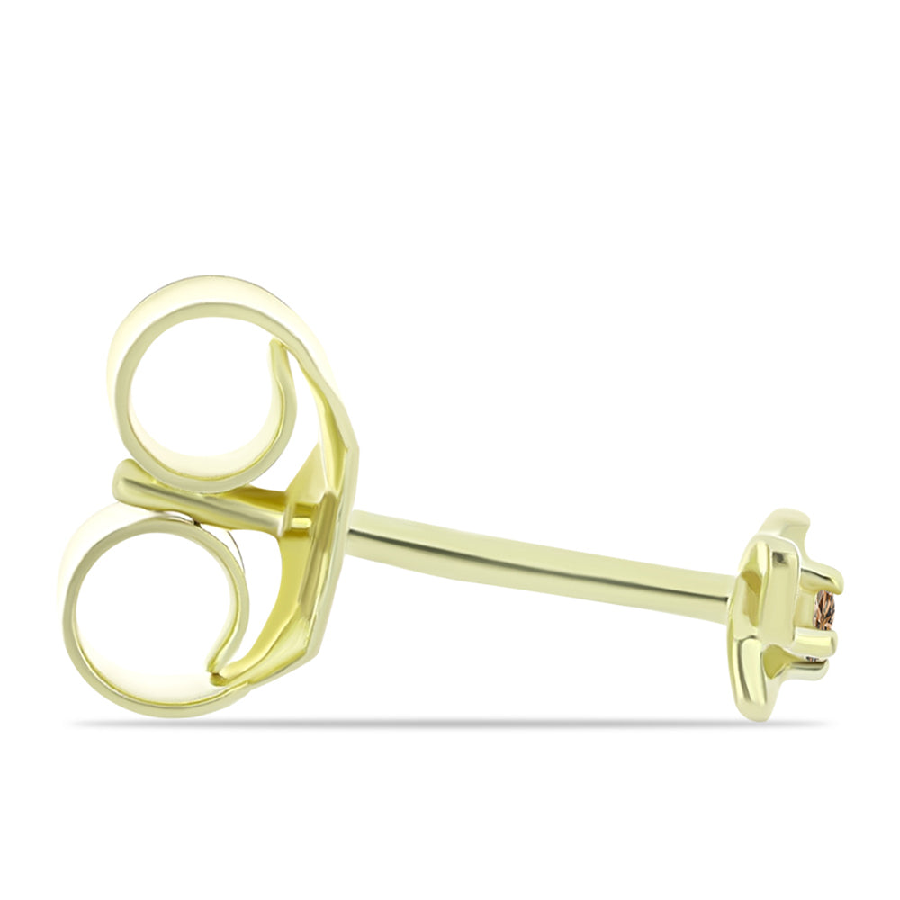 Pendientes de Plata Bañada en Oro con Diamante Champagne 2 