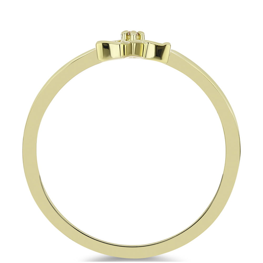 Anillo de Plata Bañada en Oro con Diamante Champagne 2 