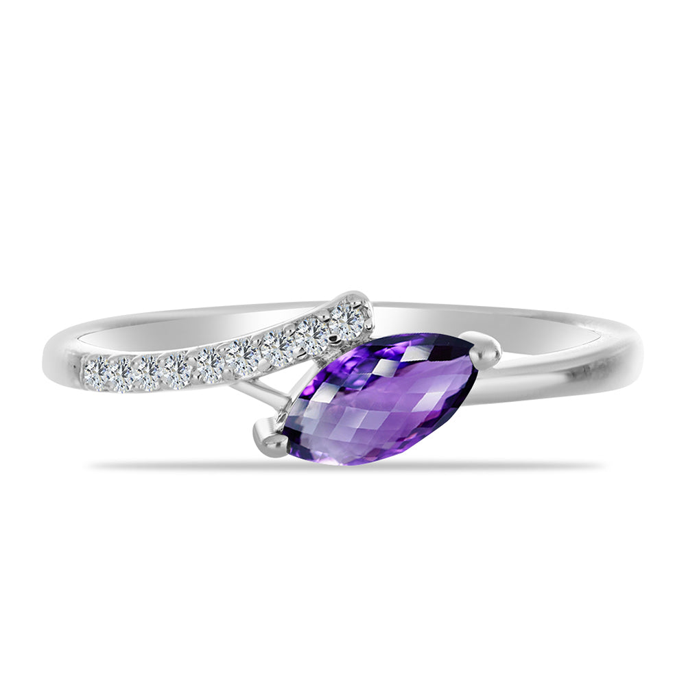 Anillo de Plata con Amatista de Marruecos y Topacio Blanco 1 