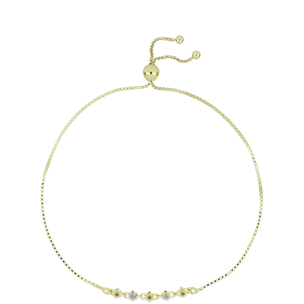Pulsera de Plata Bañada en Oro con Diamante Champagne y Diamante blanco