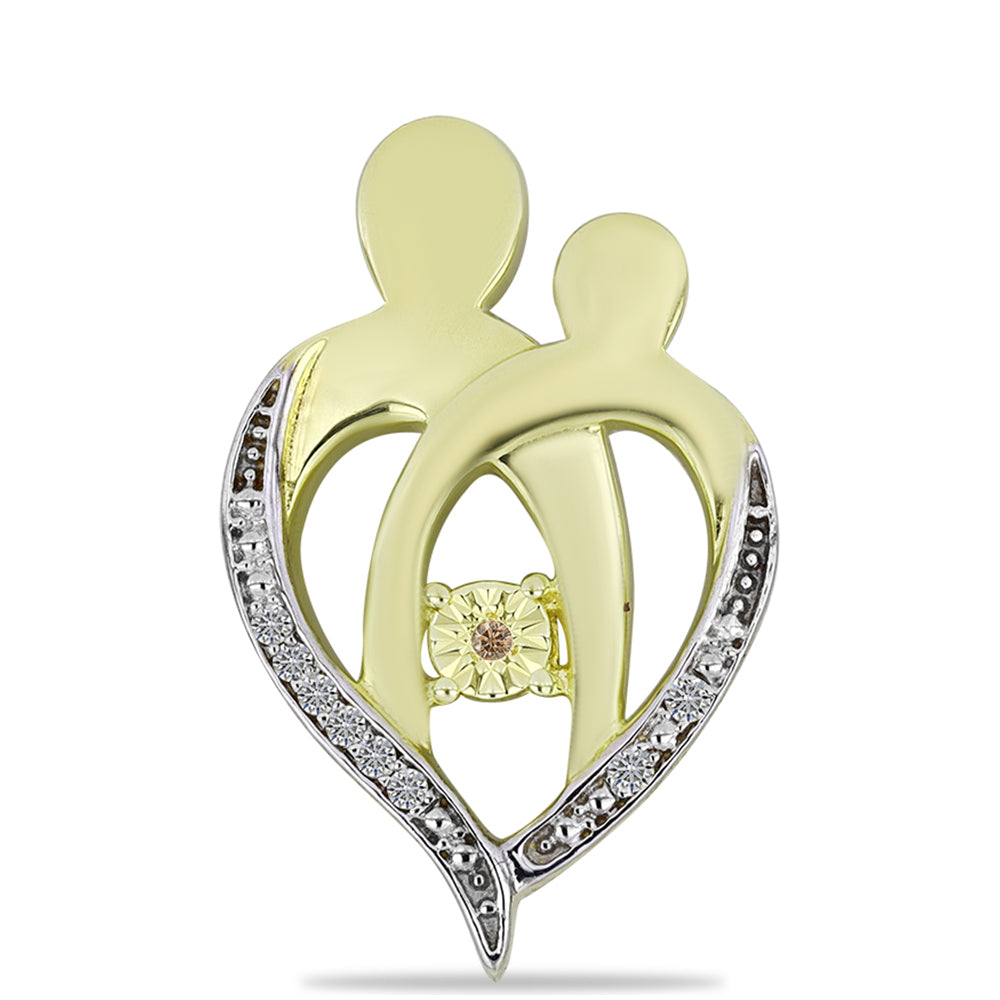 Colgante de Plata Bañada en Oro con Diamante Champagne y Diamante blanco 1 