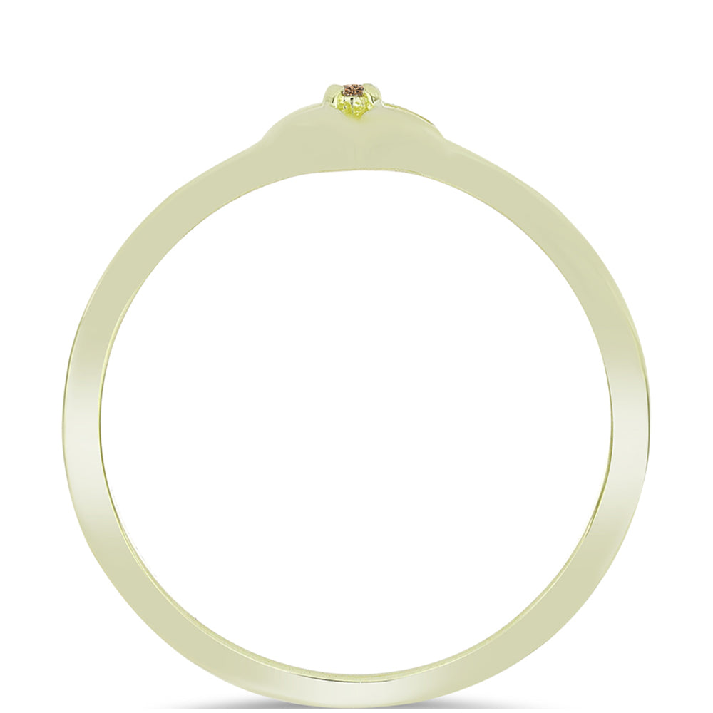 Anillo de Plata Bañada en Oro con Diamante Champagne