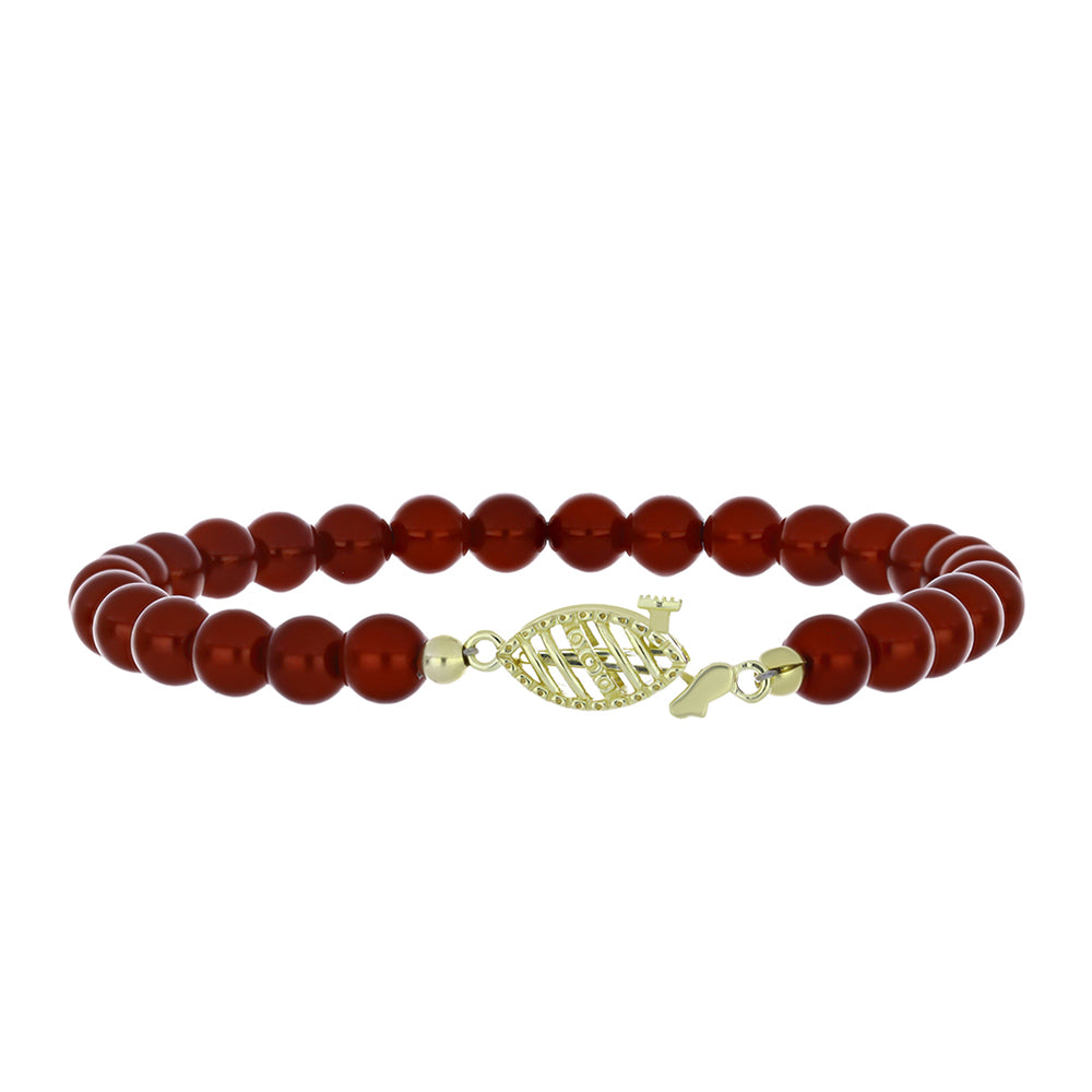 Pulsera de Plata Bañada en Oro con Perla roja de río