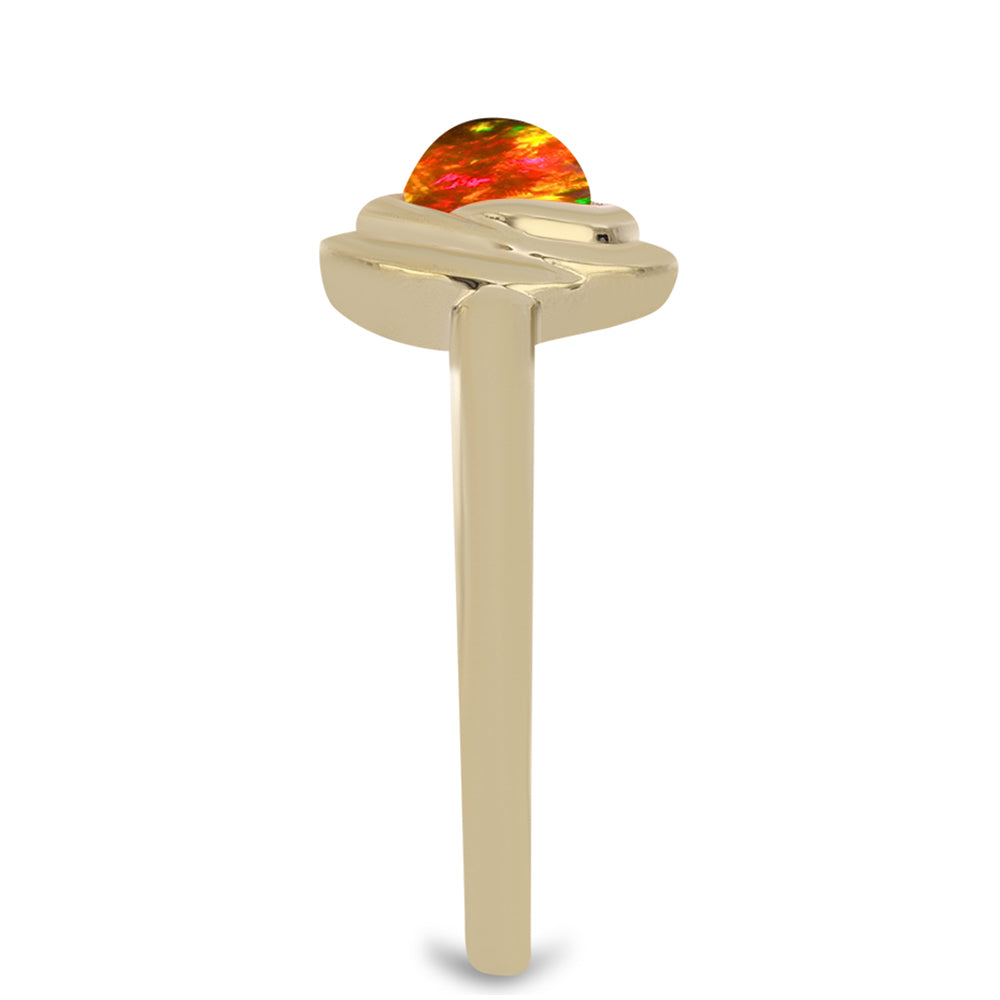 Anillo de Plata Bañada en Oro con Ópalo de fuego americano 4 