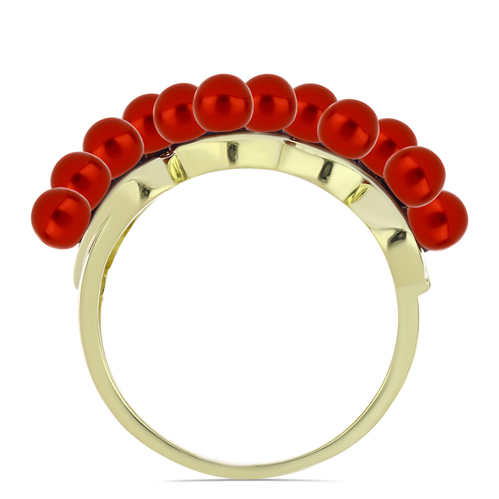 Anillo de Plata Bañada en Oro con Perla roja de río