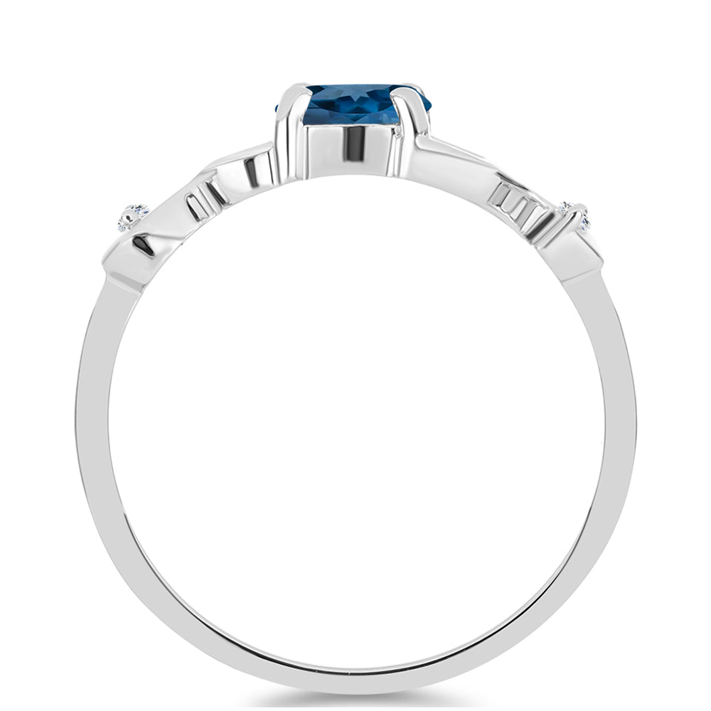 Anillo de Plata con Topacio Azul Londres y Topacio Blanco