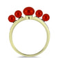 Anillo de Plata Bañada en Oro con Perla roja de río y Topacio Blanco