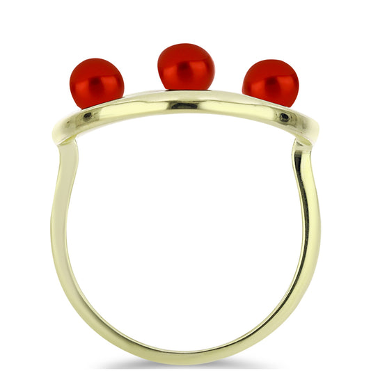Anillo de Plata Bañada en Oro con Perla roja de río