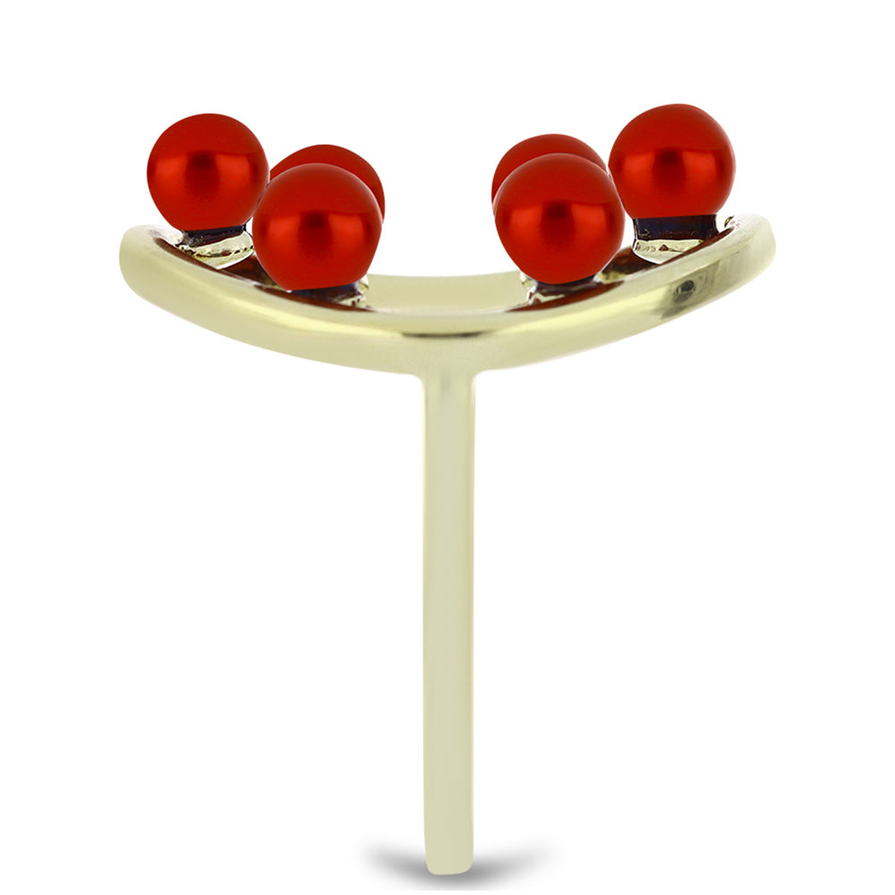 Anillo de Plata Bañada en Oro con Perla roja de río 4 