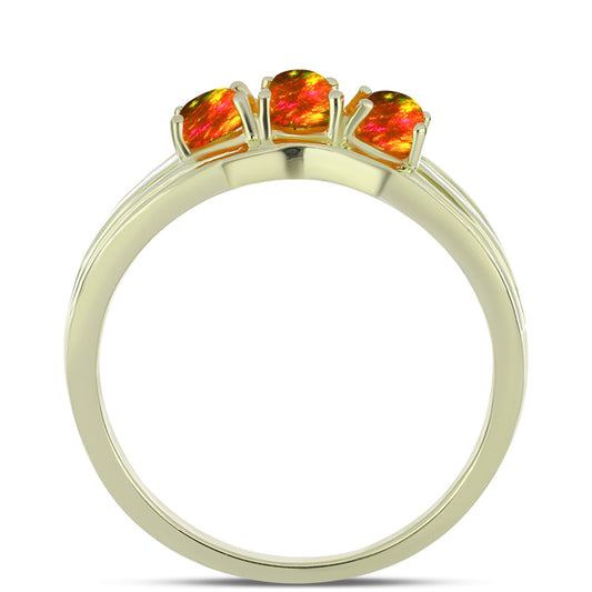 Anillo de Plata Bañada en Oro con Ópalo de fuego americano