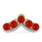 Anillo de Plata Bañada en Oro con Perla roja de río y Topacio Blanco