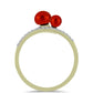 Anillo de Plata Bañada en Oro con Perla roja de río y Topacio Blanco