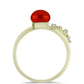 Anillo de Plata Bañada en Oro con Perla roja de río y Topacio Blanco