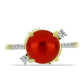 Anillo de Plata Bañada en Oro con Perla roja de río y Topacio Blanco