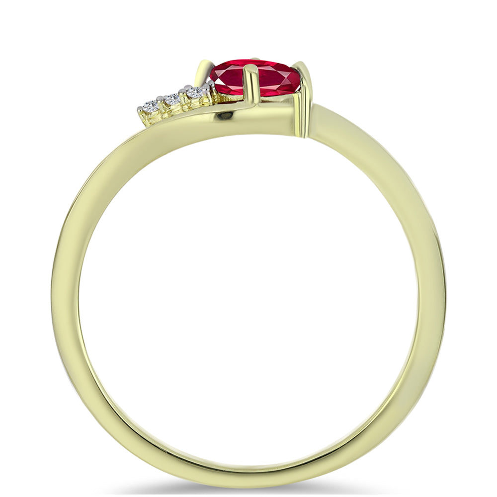 Anillo de Plata Bañada en Oro con Rubí de Madagascar y Topacio Blanco 2 
