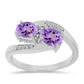 Anillo de Plata con Amatista Rosa de Francia y Topacio Blanco