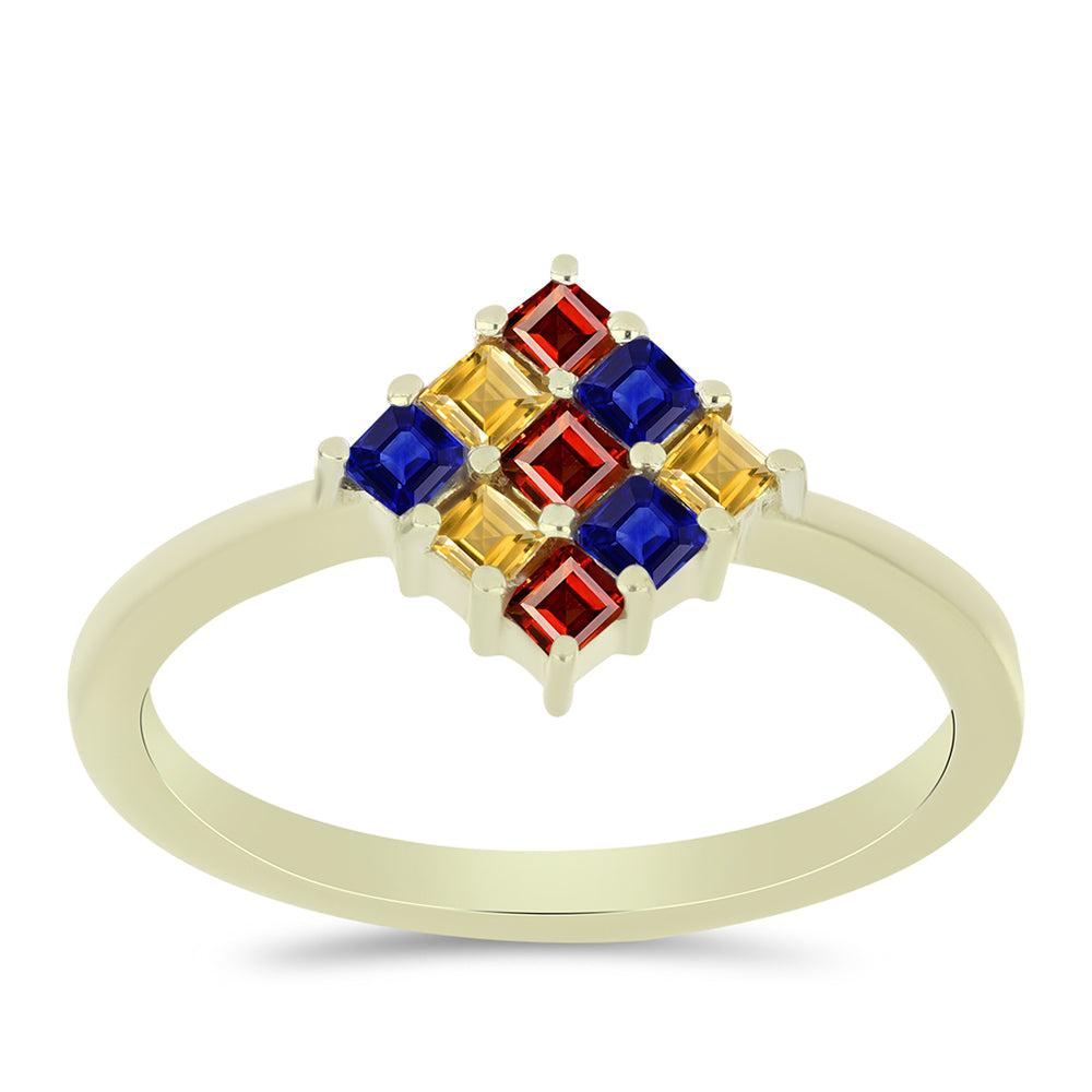 Anillo de Plata Bañada en Oro con Zafiro Arco Iris Rosebery