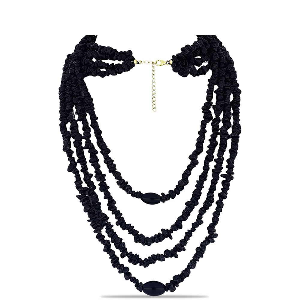 Collar de Plata Bañada en Oro con Ónix negro de Suwar 1 