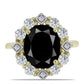 Anillo de Plata Bañada en Oro con Ónix negro de Suwar y Topacio Blanco