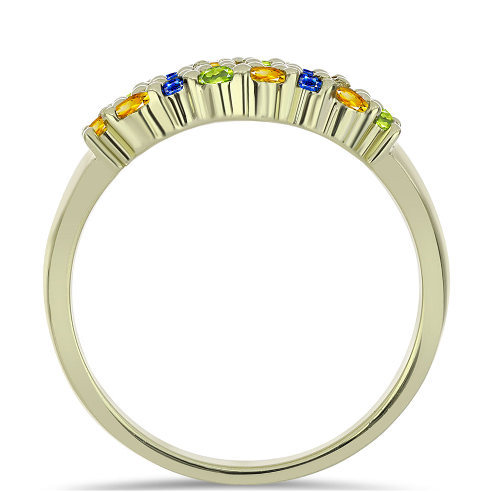 Anillo de Plata Bañada en Oro con Zafiro Arco Iris Rosebery 2 