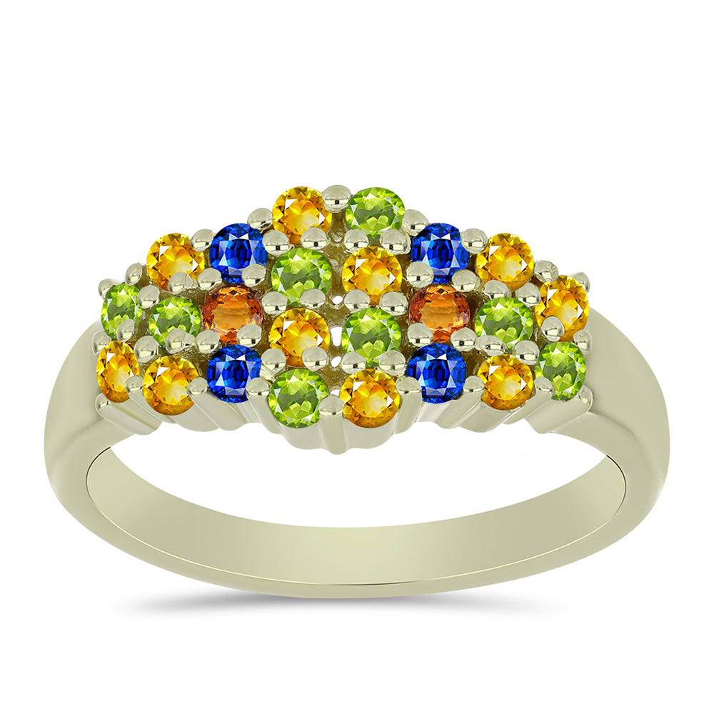 Anillo de Plata Bañada en Oro con Zafiro Arco Iris Rosebery