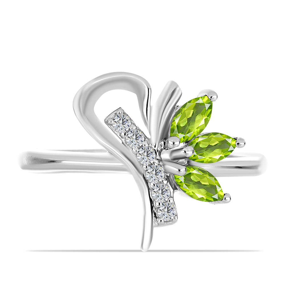 Anillo de Plata con Peridoto de Changbai y Topacio Blanco 1 