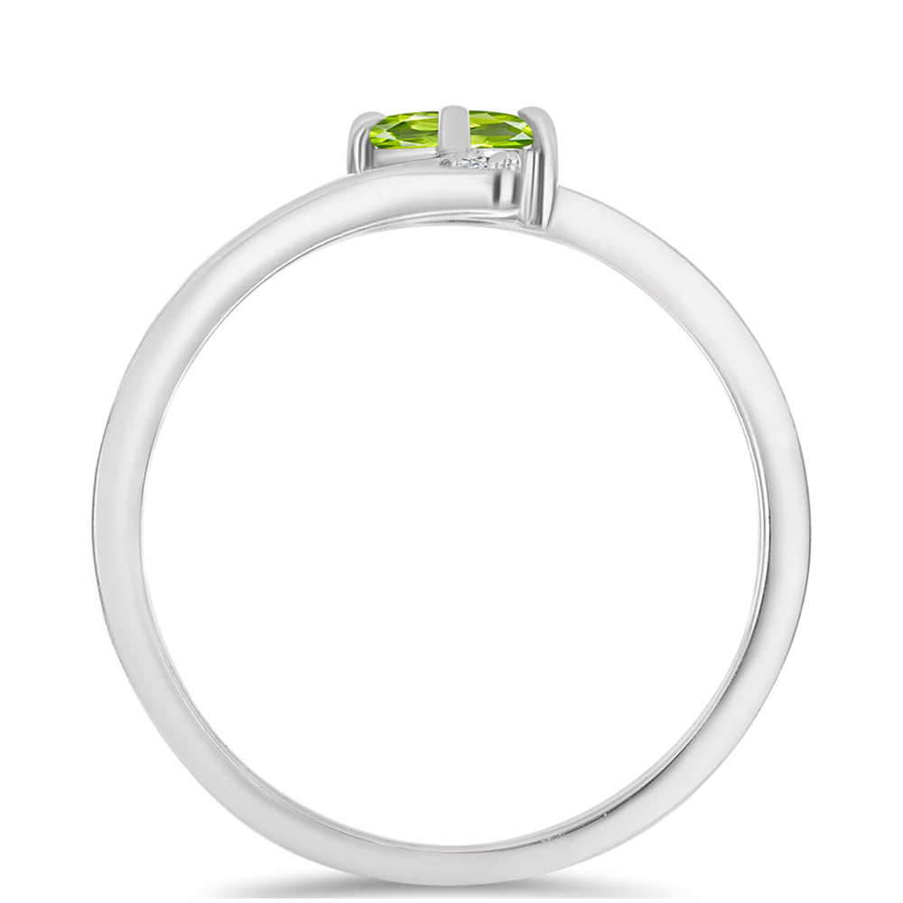 Anillo de Plata con Peridoto de Changbai y Topacio Blanco 3 