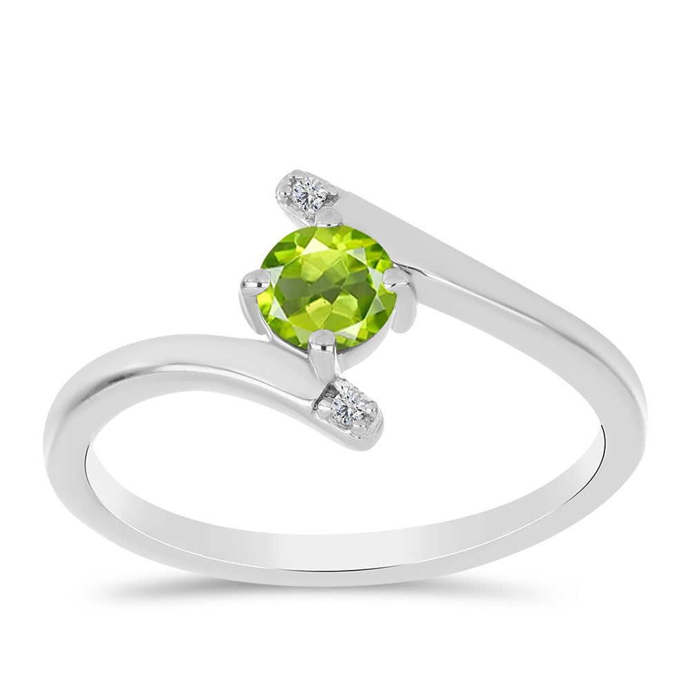 Anillo de Plata con Peridoto de Changbai y Topacio Blanco 1 