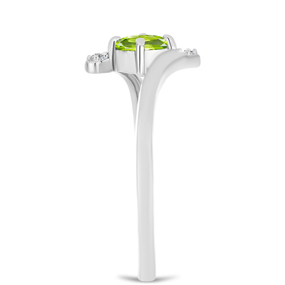 Anillo de Plata con Peridoto de Changbai y Topacio Blanco 4 