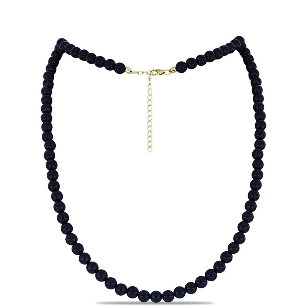Collar de Plata Bañada en Oro con Ónix negro de Suwar
