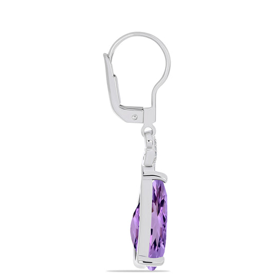 Pendientes de Plata con Amatista Rosa de Francia y Topacio Blanco