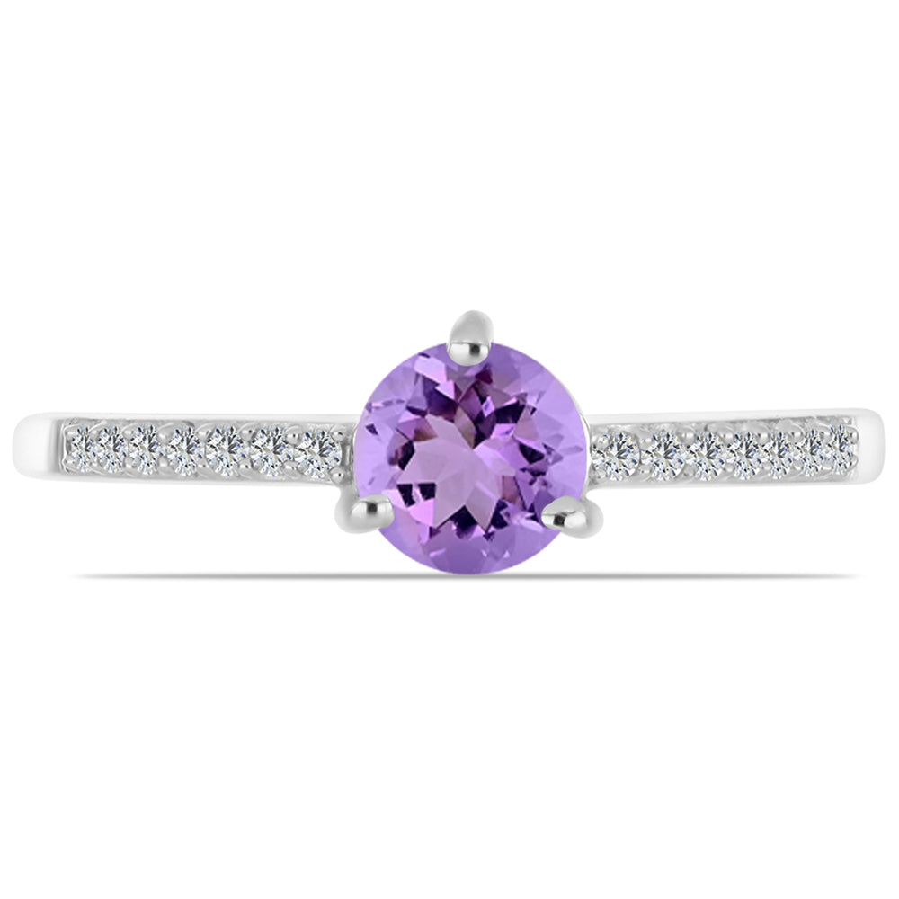Anillo de Plata con Amatista Rosa de Francia y Topacio Blanco 1 