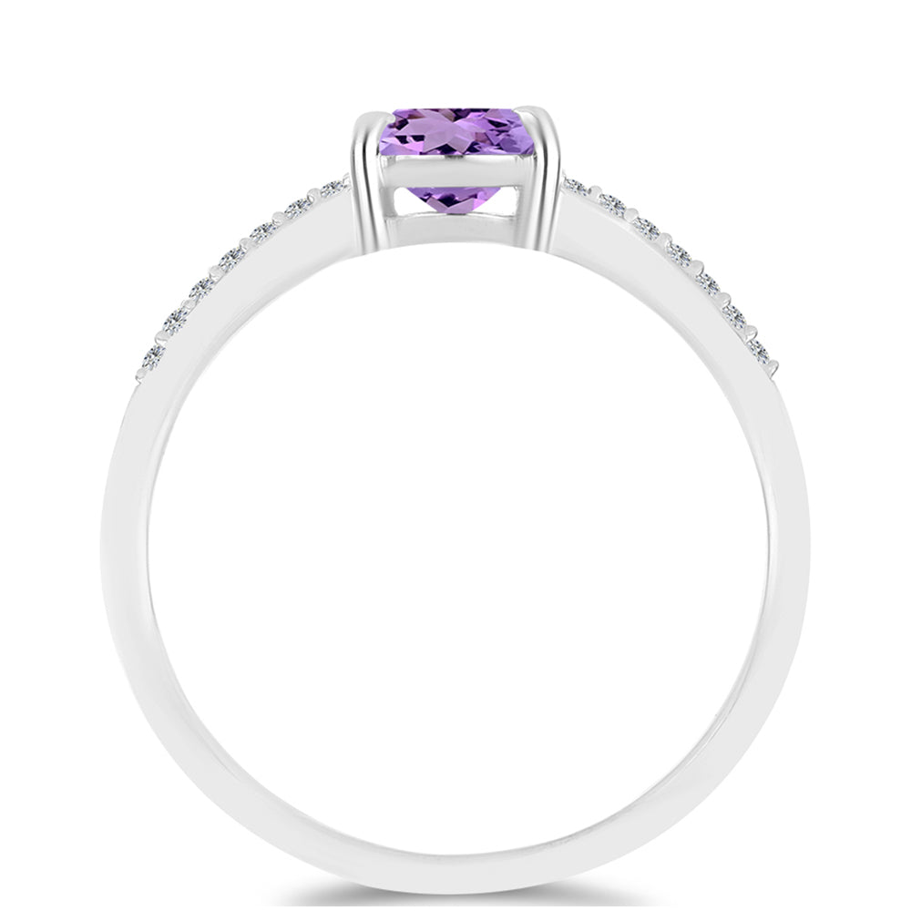 Anillo de Plata con Amatista Rosa de Francia y Topacio Blanco