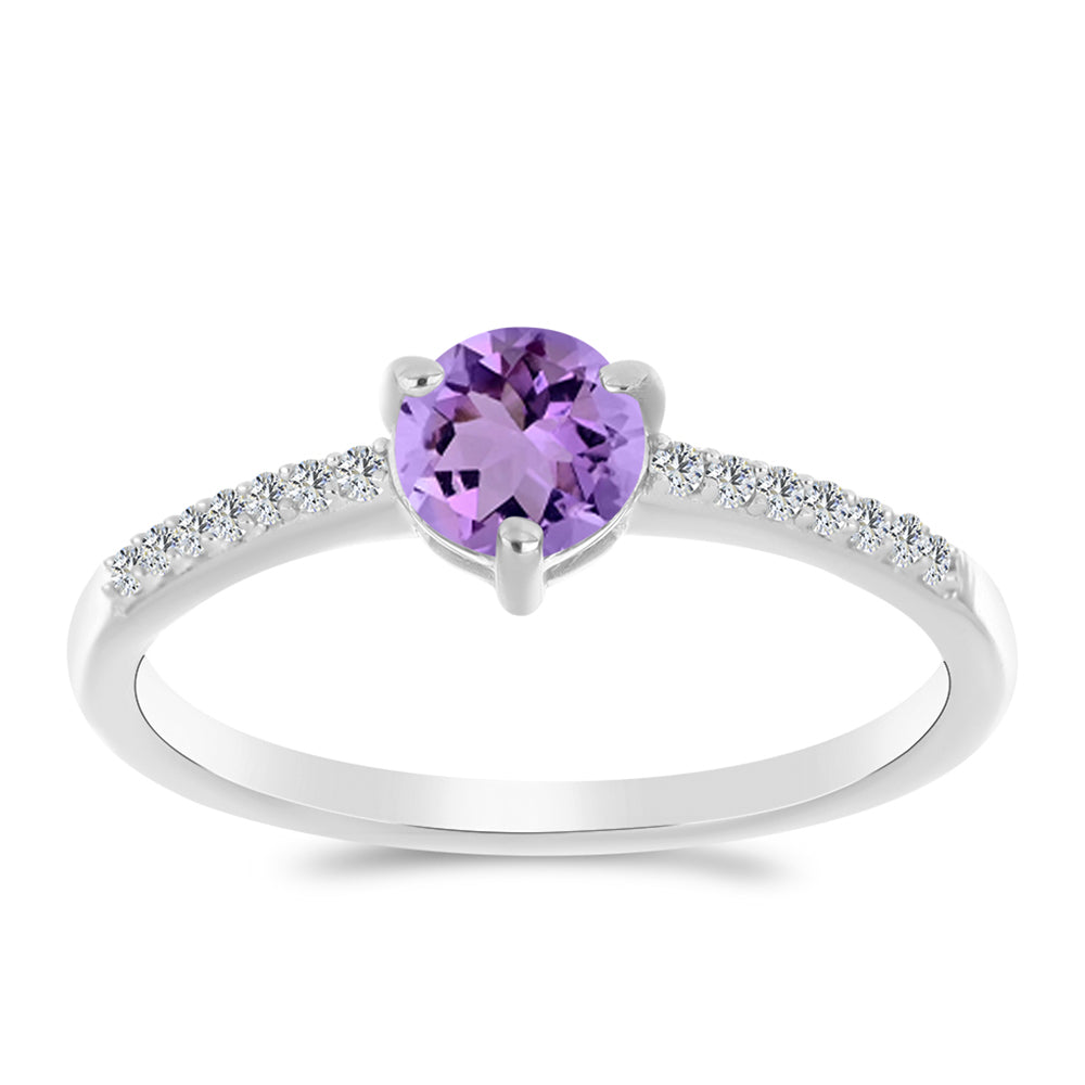 Anillo de Plata con Amatista Rosa de Francia y Topacio Blanco 3 